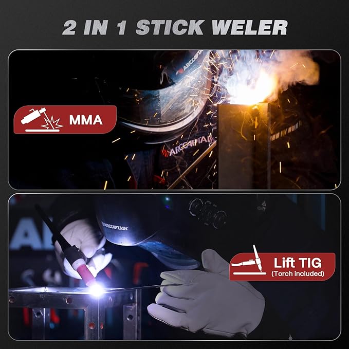 ARCCAPTAIN iControl ARC205 Pro Stick Welder with Lift TIG Torch, [APP Control] 205Amp ARC/Lift TIG Welding Machine, Large LED Display, IGBT Inverter 120V/240V MMA Welder with Hot Start, Arc force