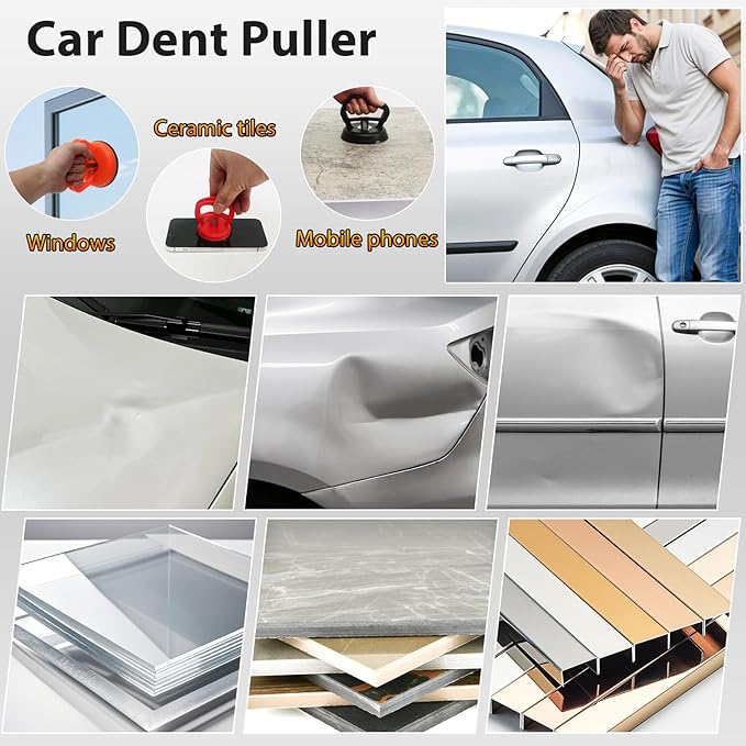 Dent Remover Tool for Car, Car Body Repair Dent Removal Tools, Orange Suction Cup Dent Puller, Hail Damage Repair Kit Dent Puller Tool
