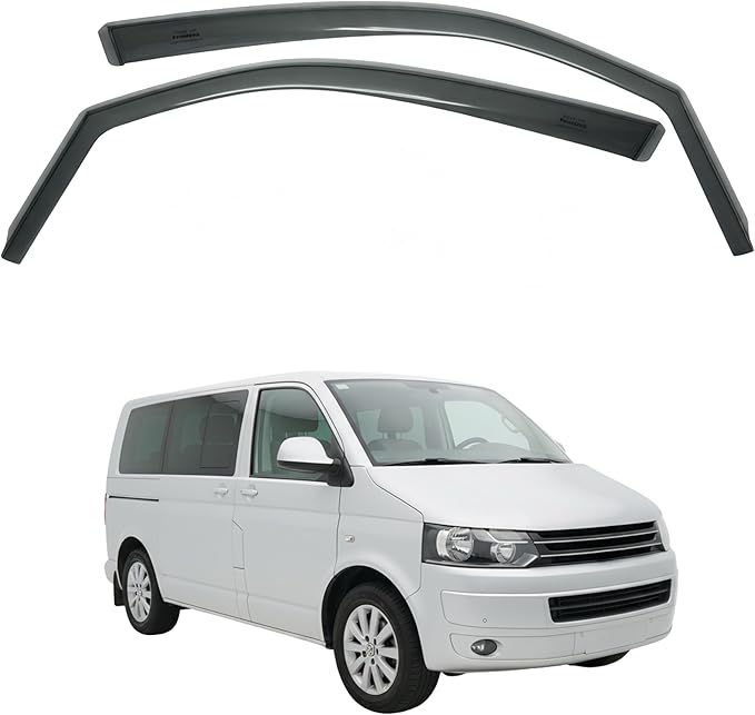 in-Channel Car Window Rain Guard Compatible with VW T5 T6 fit:2005-2015, 2016-on 2pcs, Taiwan Made Precise & Transparent Car Wind Deflectors No Water Leakage Visors