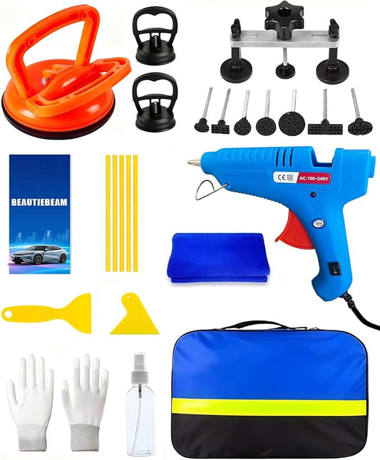 25pcs Dent Puller Kit,Paintless Dent Repair Kit for Dent Removal with Bridge Puller, Car Dent Repair Kit,Small Dent Puller Kit for Car Refrigerator Hail Damage Door DIY Repair