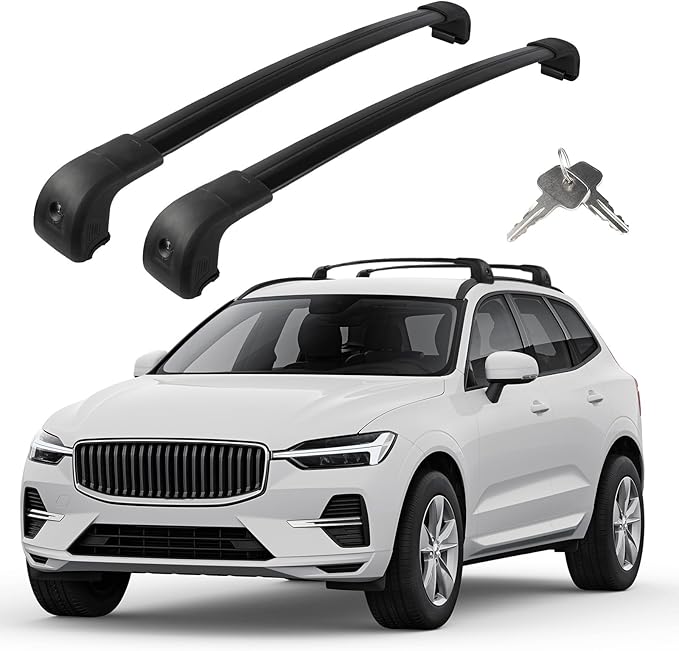 Roof Rack Cross Bars Compatible with Volvo XC-60 XC60 2018-2025, Adjustable Aluminum Heavy Duty 300 LBS Anti-Theft Lock Cargo Carrier Rooftop Crossbar Accessories for Bike, Basket, Snowboard, Luggage