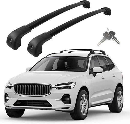 Roof Rack Cross Bars Compatible with Volvo XC-60 XC60 2018-2025, Adjustable Aluminum Heavy Duty 300 LBS Anti-Theft Lock Cargo Carrier Rooftop Crossbar Accessories for Bike, Basket, Snowboard, Luggage