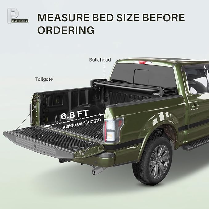 Perfit Liner 6.8 FT (82") Bed Soft Quad-Fold Tonneau Cover for 1999-2024 Ford F-250 F-350 F-450 Super Duty Styleside/Fleetside Truck Cargo Topper, Softtop, 4-Folding (NOT for Flareside/Stepside)
