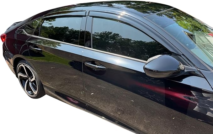 2018-2022 Tape-On Rain Guards for Honda Accord Sedan Side Window Visor Deflectors 10th Gen LX EX-L Sport Touring Durable Vent Shades 2019 2020 2021