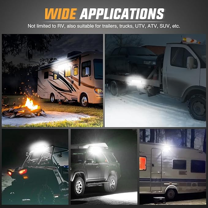 Nilight RV Exterior Lights 13 Inch Porch Light 1PC Flood Beam 12V 24V LED Scene Cargo Lighting White Aluminum Housing for RVs Trailers Travel Campers 5th Wheels Motorhome SUV Truck