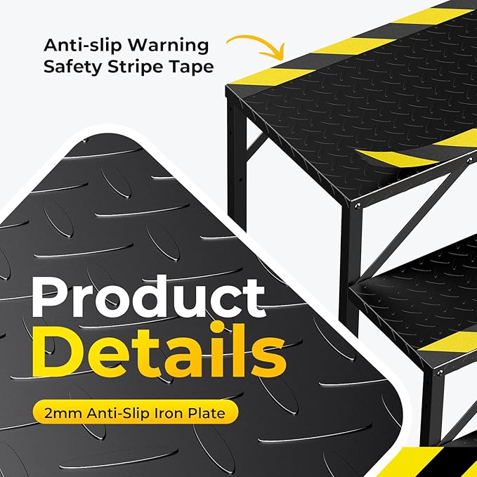 RV Steps with Handrails, 5 Step Hot Tub Stairs, Upgrade Anti-Slip RV Stairs Steps for Safety in and Out of RV, Camper, Mobile Home