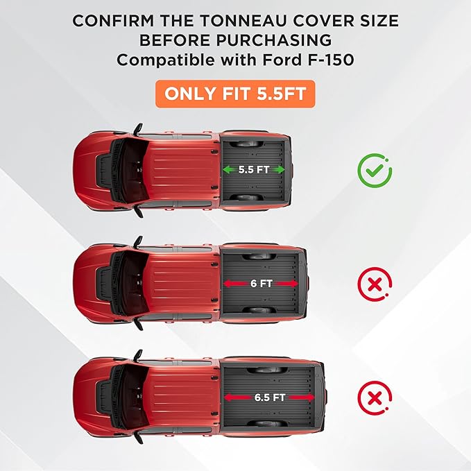 Hard Tri Fold Truck Bed Tonneau Cover Compatible with 2015-2025 Ford F150 5'5"Bed (66") with OE Track System