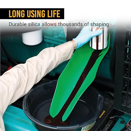 EWK Flexible Oil Funnel, Spill-Free, Reusable Moldable Funnel for Clean Oil Changes, Car & Motorcycle Maintenance, Coolant & Fluid Draining, Easy Store Roll-Up Design