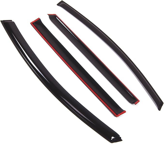 TuningPros Outside Mount Window Vent Visors Rain Guards Compatible with Nissan Leaf 2010-2017 | Side Window Wind Deflectors Rain Shields | Smoke Tinted, 4 Pcs Set, DGWV-838