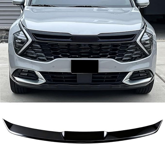 Hood Grille Molding Trim Cover Compatible with Kia Sportage 2023 2024 Front Upper Grill Decorative Stripe Glossy Black ABS