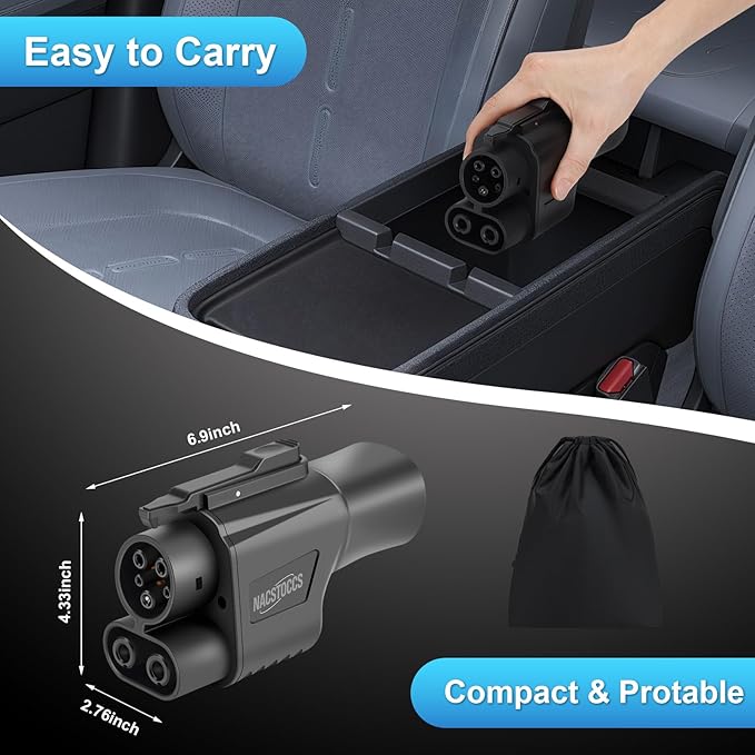 NACS to CCS Electric Vehicle Charging Adapter Compatible with Tesla Supercharger, Fit for Rivian,Ford,GM EVs for Tesla Supercharger to CCS1 Charger Adapter, Max 500A 1000V Fast Charge