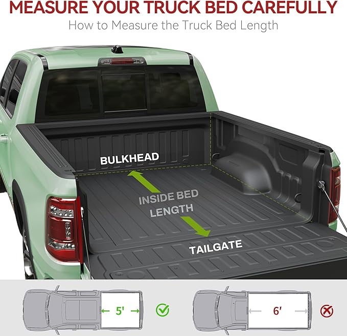 LEDKINGDOMUS Soft Tri-Fold Truck Bed Cover Fits for Jeep Gladiator JT 2020 2021 2022 2023 2024 2025 | 5' (64") Bed