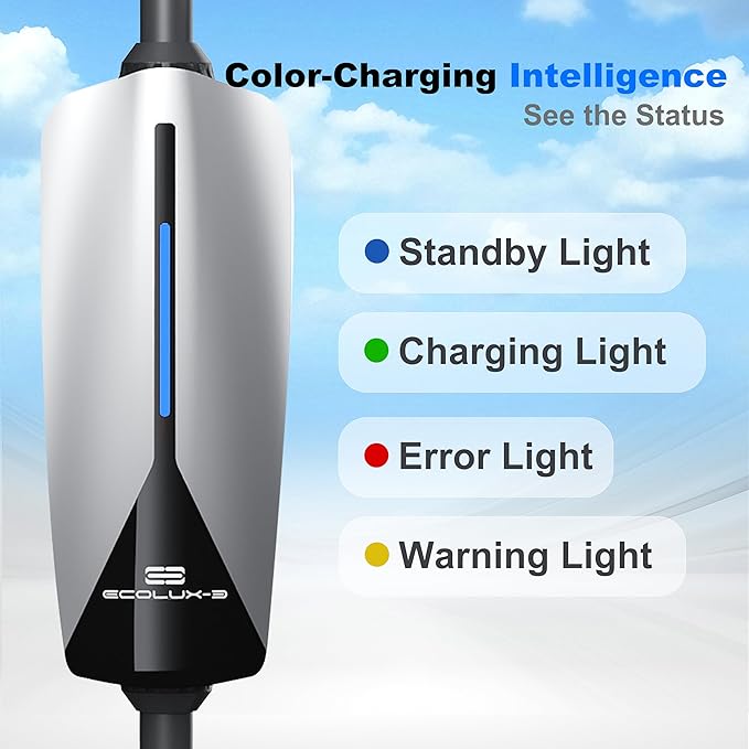 Level 2 EV Charger J1772 32Amp 220V-240V EVSE NEMA 14-50 Plug Home Portable EV Charger Level 2, 25ft Cable Electric Car Charging Station, Electric Vehicle Charging Stations Plug and Play FCC Certified