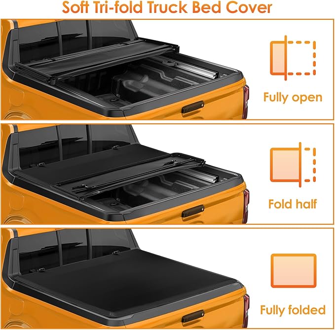 Nilight Soft Tri-fold Truck Bed Tonneau Cover Compatible with Toyota Tacoma 2016 2017 2018 2019 2020 2021 2022 2023-6ft