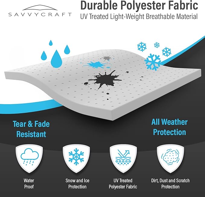 SavvyCraft Premium Travel Trailer RV Cover, Waterproof Tear-Resistant Windproof Camper Cover with Access Panels Fits 29'-32'