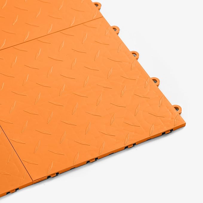 IncStores Nitro Garage Tiles 12"x12" Interlocking Garage Flooring (52-12"x12" Tiles, Harley Orange Diamond)