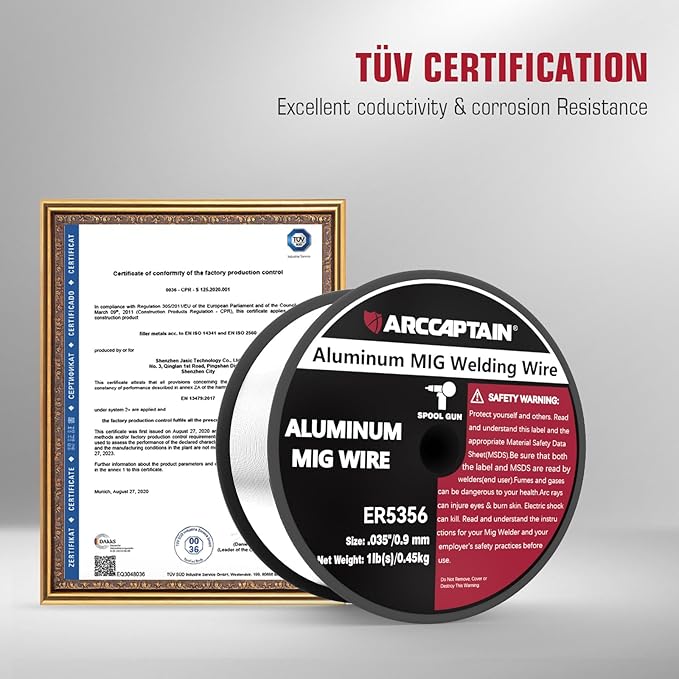 ARCCAPTAIN Magnesium Aluminum Welding Wire ER5356 .035" MIG Welding Wire, 1 Pound Spool