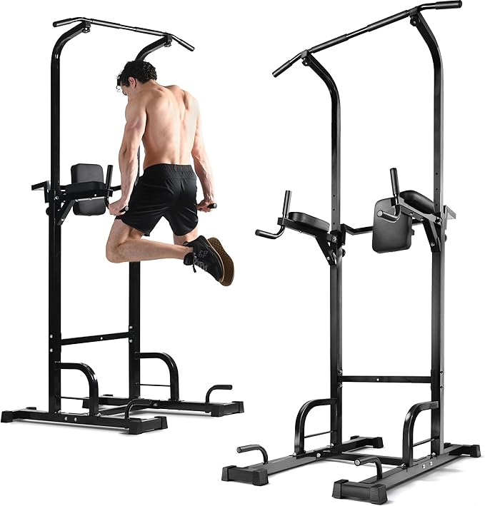 Pull Up Bar Free Standing - Power Tower, Multi-Functional Pullup Dip Station, Calisthenics Equipment Station For Home Gym - 440LBS Capacity, Height Adjustable, Durable, Heavy-Duty Strength Training For Men & Women To Build Muscle.