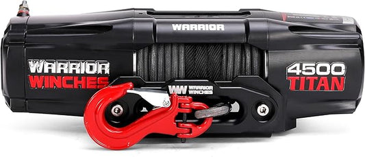 Warrior Winches - Titan 4,500lb Synthetic Rope Electric Winch – 12V, 3.4HP Motor, 166:1 Planetary Gear, Wired/Wireless Remote, Manual Clutch, Spring Brake, ATV/UTV Winch