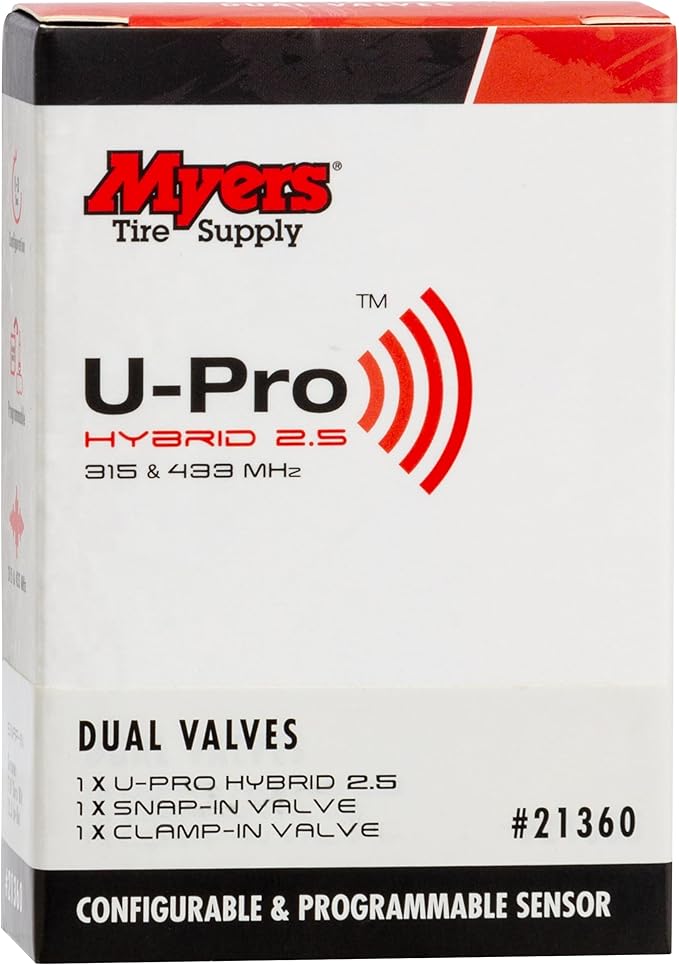 Myers Tire Supply U-Pro Hybrid 2.5 TPMS, Programmable Dual Valve, Single Solution 315/433 MHz
