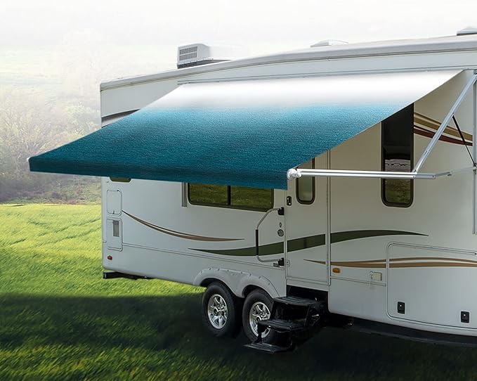 RecPro RV Awning Fabric Replacement 13 Foot Camper Awning | Blue | Width Size Options | 8' (96") Length RV Awning | Heat Sealed | 3 Year Warranty (13', Actual 12' 1")