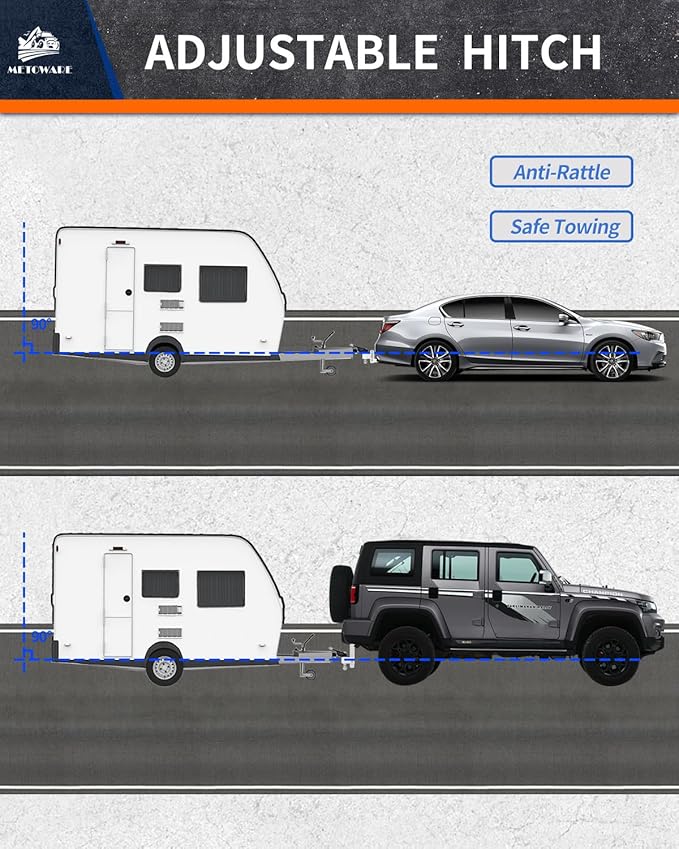 METOWARE Adjustable Trailer Hitch - Drop Hitch - Tow Hitch Fits 2.5 inch Receiver - 6inch Drop/Rise, 2" & 2-5/16" Ball Hitches for Trucks, 18,000 LBS GTW, Trailer Hitches with Anti-Theft Pin Lock