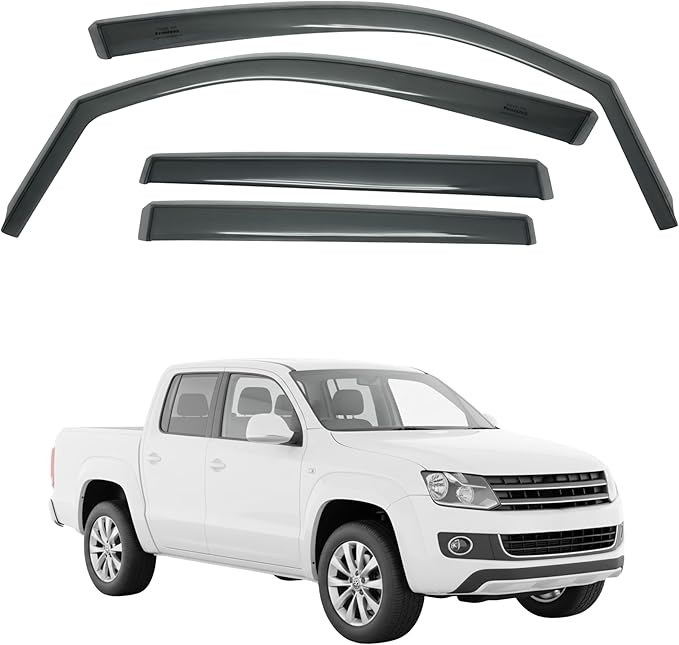 in-Channel Car Window Rain Guard Compatible with Volkswa Amarok (2012+) 4pcs, Taiwan Made Precise & Transparent Car Wind Deflectors No Water Leakage Visors