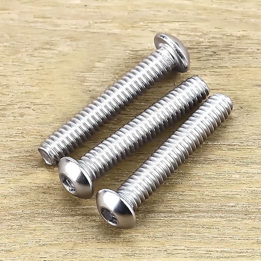 1/4-20 x 1-3/4" Button Head Socket Cap Bolts Screws, 304 Stainless Steel 18-8, Allen Hex Drive, Bright Finish, Fully Machine Thread, Pack of 25