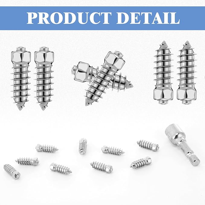 500pcs 6x20mm Carbide Screw Tire Studs Anti Slip Snow Tire Studs Wheel Tyre Anti Ice Snow Spikes for SUV/tractor/ATV/UTV/motorcycle, with Installation Tool