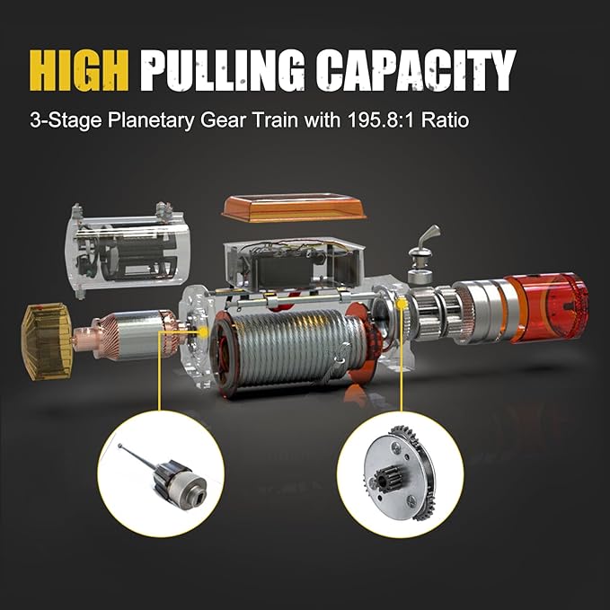 BUNKER INDUST 13000lb Electric Winch 12V Waterproof with Synthetic Rope Fairlead for Truck SUV,DT Socket and a Terminal in Control Box Ready for Added Appliances,Wire and Wireless Remote Control