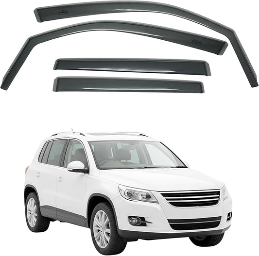 in-Channel Car Window Rain Guard Compatible with VW Tiguan fit:2008-2016 4pcs, Taiwan Made Precise & Transparent Car Wind Deflectors No Water Leakage Visors