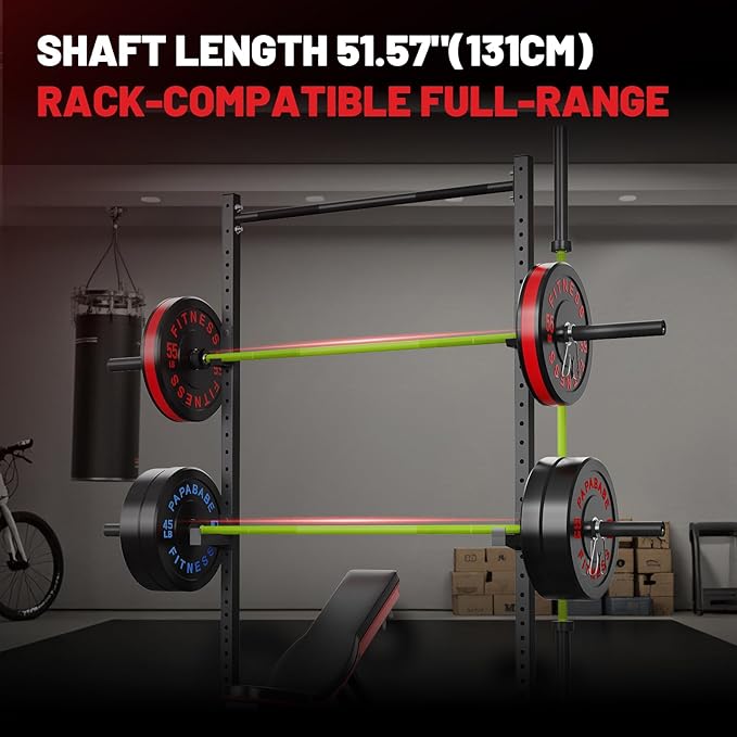 PAPABABE Olympic Barbell, 2-inch 45lb/35lb Weight Bar for Strength Training. 6.5ft/7ft Olympic Bar, 1000lb Plus Capacity, Chrome/Zinc Plating, knurled Grip for Bench Press Deadlift Squat