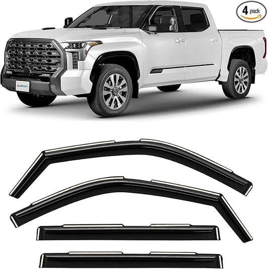 CLIM ART in-Channel Incredibly Durable Rain Guards Compatible with Toyota Tundra 2022-2026 CrewMax, Original Window Deflectors, Vent Window Visors, Vent Deflector, 4 pcs. - 619471