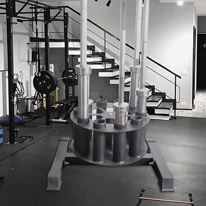 Barbell Holder Vertical Rotatable Barbell Rack Stand Holds 10 Bars Home Gym Barbell Storage Fit 2-Inch Olympic Bars, Curl Bars, Triceps Bars (huaban)