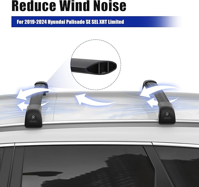 220LBS Roof Rack Cross Bars Compatible with 2019-2025 Hyundai Palisade SE SEL XRT Limited, Aluminum Crossbars Cargo Racks Rooftop Luggage Canoe Kayak Camping Gear Bike Carrier Rack