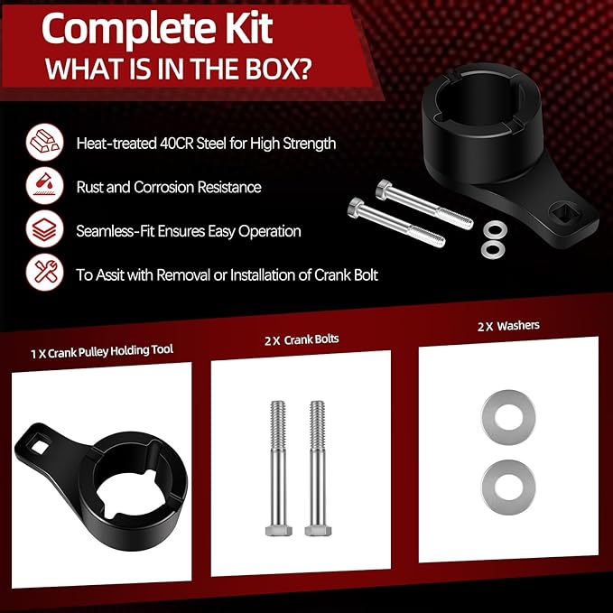 Sunluway for Toyota/Lexus Crankshaft Damper Pulley Holding Holder Tool fits 3.0L 3.3L V6, 4.0L 4.3L 4.7L V8 Engine Crank Pulley Tool Harmonic Damper Tool with 2PCS Crank Bolts