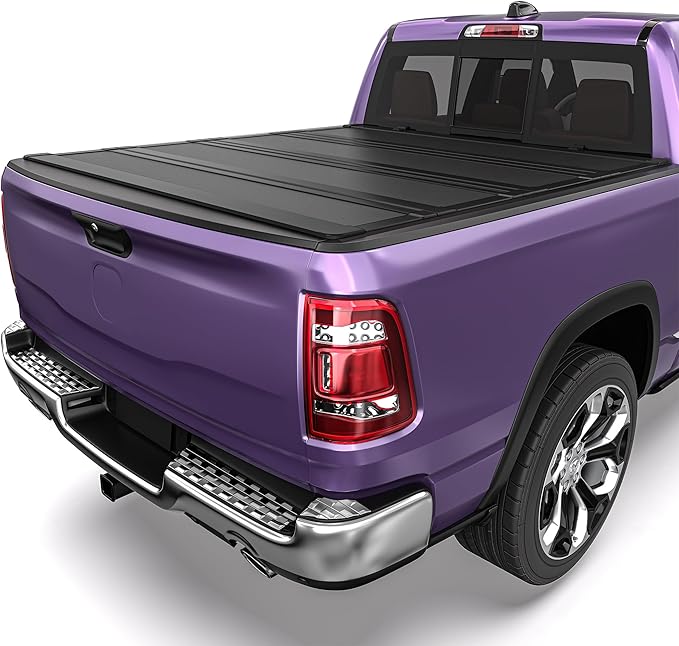 Low-Profile Hard Quad-fold Tonneau Cover Fit for Dodge Ram 1500 2009-2018, Fit for Ram 1500 Classic 2019-2024, Fleetside 5.7ft Bed Without Rambox