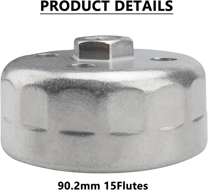 Heavy Duty 90.2mm 15Flutes Oil Filter Wrench Compatible with Land Rover and Jaguar - Fits 3.0L & 5.0L Gas Engines