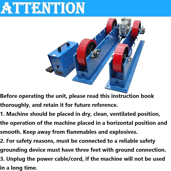 Adjustable Welding Tank Turning Rolls Dia 1.97"-59.06"/50-1500mm Tank Turning Rolls Linkage Roller Load Capacity 4400LBS for Welding Equipment Support 110V 230W