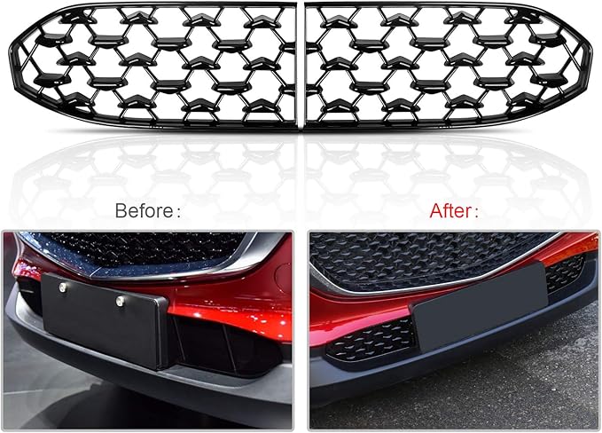 CDEFG CX-30 Front Grill Mesh Inserts Trims Front Grille Guard for 2019-2024 2025 Mazda CX-30 Car Exterior Accessories ABS Material(2PCS) (320MM for CX30 Preferred Grilles)