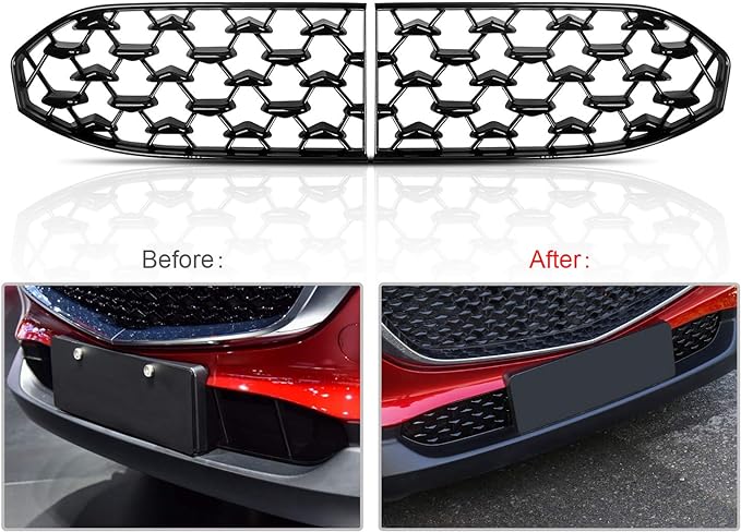 CDEFG CX-30 Front Grill Mesh Inserts Trims Front Grille Guard for 2019-2024 2025 Mazda CX-30 Car Exterior Accessories ABS Material(2PCS) (300MM for CX30 Grilles)