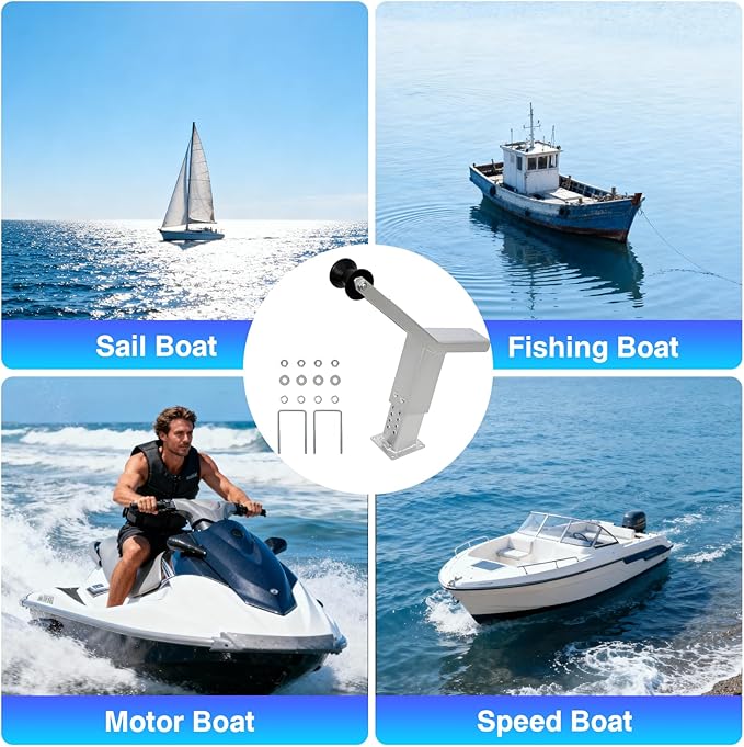 Boat Trailer Winch Post with Roller, Boat Trailer Winch Stand Fit 3" W X 4" H Boat Trailer Drawbar, Height Adjustable Boat Winch Mounts for Fishing Boat,Sail Boat
