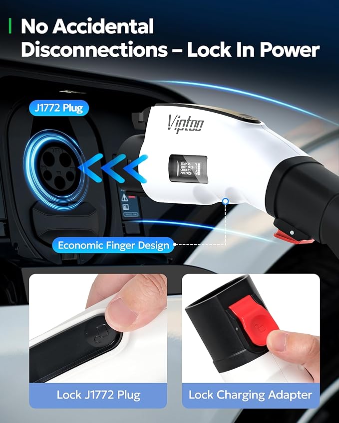 for Tesla to J1772 Adapter with Screen Display [Only to J1772], 60Amp 250V Converter with Press-Lock, Compatible with Tesla Charger Connectors, Destination/Mobile Chargers