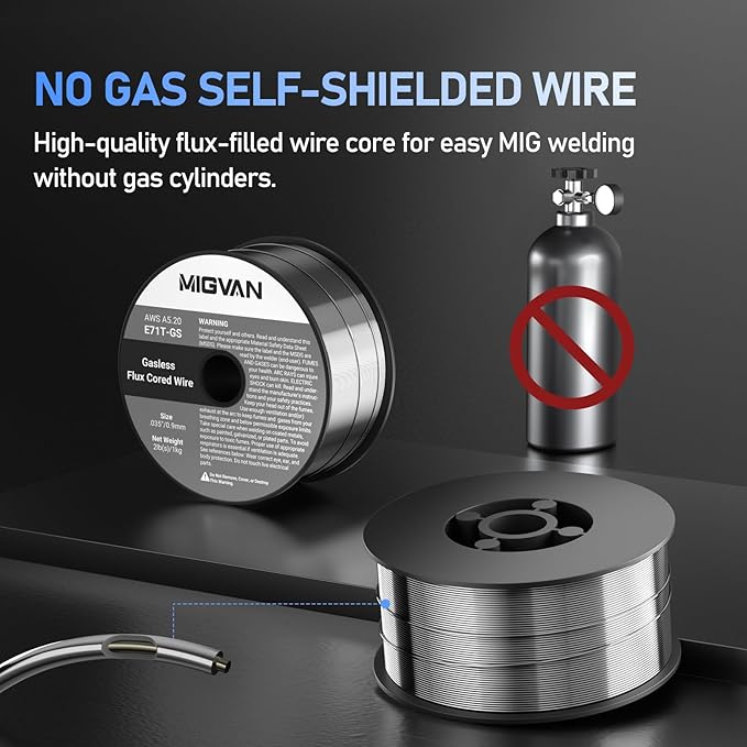 Flux Core Welder Wire .035 Diameter, E71T-GS Gasless Mig Welding Wire 2-Pound/1Kg Strong Spool, Self-shielded Mild Steel Compatible With Lincoln Miller Forney Harbor Welder