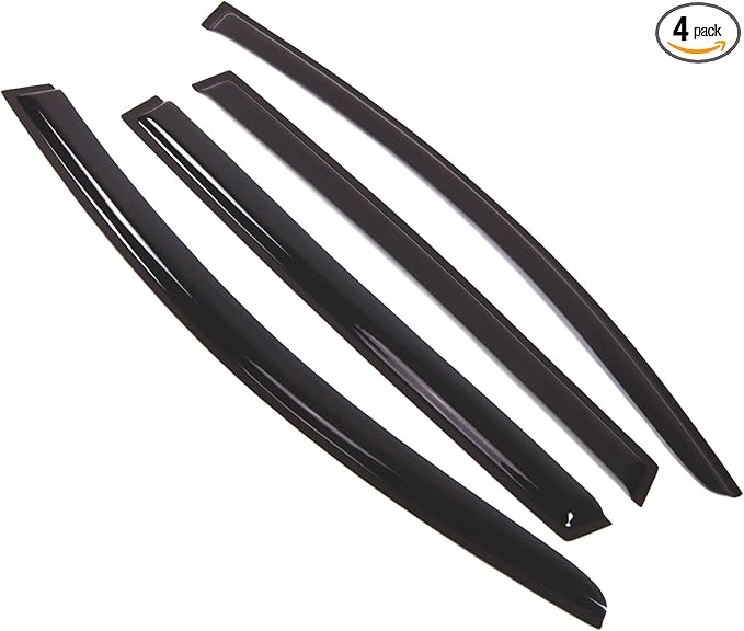 TuningPros Outside Mount Window Vent Visors Rain Guards Compatible with Audi Q7 2005-2015 | Side Window Wind Deflectors Rain Shields | Smoke Tinted, 4 Pcs Set, DGWV-564