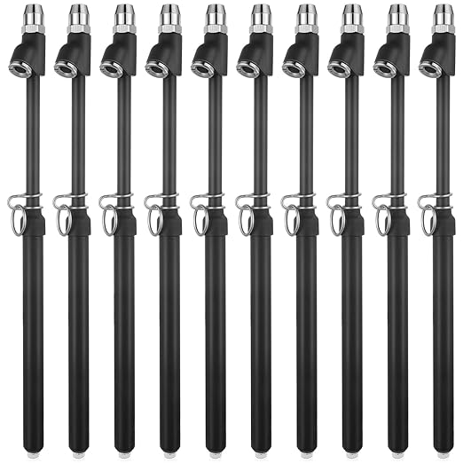 Tallew 10 Pack Tire Pressure Gauge Black Heavy Duty Air Pressure Tire Gauge Dual Head Semi Truck Tire Pressure Gauge Range 10-150 PSI, Extended Tube Tire Gauge Suitable for Semi Truck, and Bus