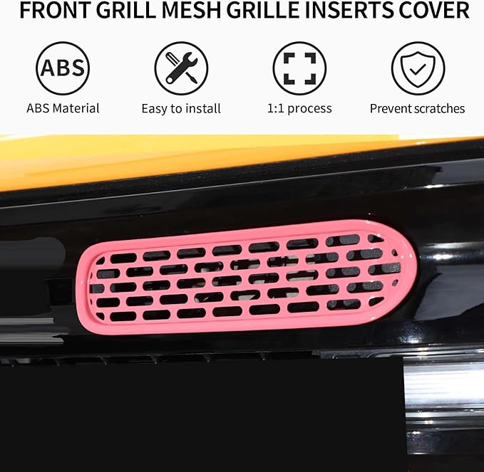 Front Grill Mesh Grille Inserts Cover Frame Trims Kit 6Pcs Fit for Ford Bronco 2021-2024 2/4 Door Exterior Accessories (Pink)