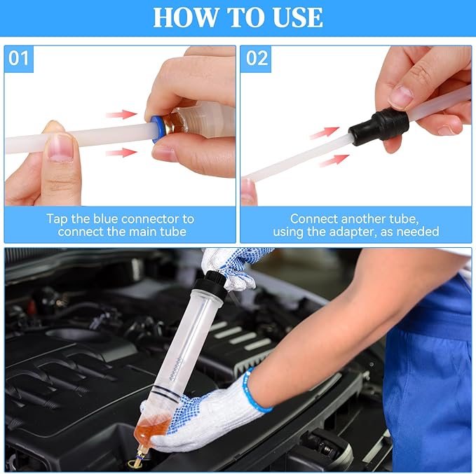 Gisafai 500cc Fluid Extractor Automotive Pump Manual Oil Extractor Pump Syringe for Gasoline Hand Cleaner for Power Steering, Hydraulic Fluid(Black)