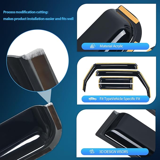 Nilight Window Visor Compatible with Jeep Wrangler JL/Jeep Gladiator 2018 2019 2020 2021 2022 2023 2024 Vent Window Visors, Rain Guards Acrylic-4pcs