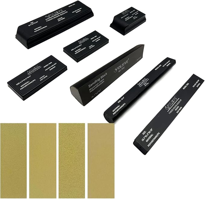 PSA Sanding Block Kit of 7,Hand Abrasives Auto Body Sanding Block Set with 20pcs Self Adhesive Sandpaper Sheet,Flexible for Automotive Paint and Woodworking Sand Furniture
